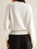 Versatile solid color V-neck cardigan
