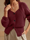 Versatile solid color V-neck cardigan