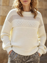 Simple hollow long-sleeved sweater