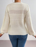 Simple hollow long-sleeved sweater