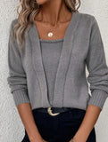 Pullover round neck solid color slim fit sweater