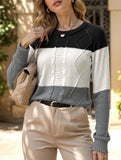 Casual round neck color-block sweater