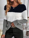 Casual round neck color-block sweater