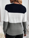 Casual round neck color-block sweater