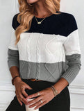 Casual round neck color-block sweater
