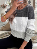 Casual round neck color-block sweater