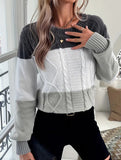 Casual round neck color-block sweater