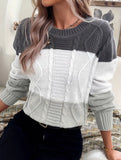 Casual round neck color-block sweater