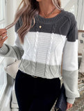 Casual round neck color-block sweater