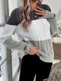 Casual round neck color-block sweater