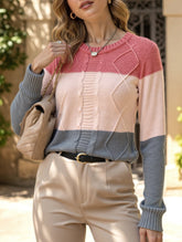 Casual round neck color-block sweater