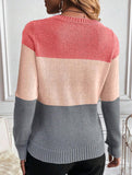 Casual round neck color-block sweater