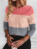 Casual round neck color-block sweater