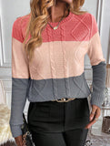 Casual round neck color-block sweater