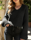 Loose lazy V-neck lantern long-sleeved sweater