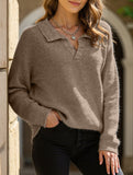 Long-sleeved POLO collar solid color sweater