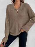 Long-sleeved POLO collar solid color sweater