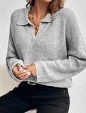 Long-sleeved POLO collar solid color sweater