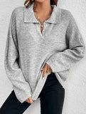 Long-sleeved POLO collar solid color sweater