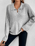 Long-sleeved POLO collar solid color sweater