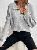 Long-sleeved POLO collar solid color sweater
