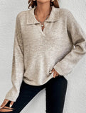 Long-sleeved POLO collar solid color sweater