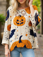 Diamond Hollow Bat Pumpkin Bat Sweater