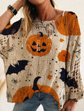 Diamond Hollow Bat Pumpkin Bat Sweater