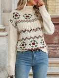 Patterned turtleneck pullover sweater