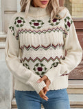 Patterned turtleneck pullover sweater