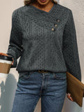 Retro long-sleeved pleated solid color sweatshirt