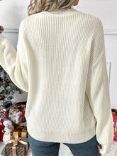 Christmas Check Embroidered Crew Neck Sweater
