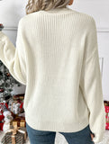 Christmas Check Embroidered Crew Neck Sweater