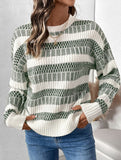 Crew Neck Chunky Double Stripe Sweater