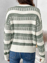 Crew Neck Chunky Double Stripe Sweater