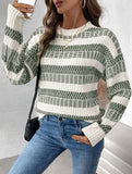 Crew Neck Chunky Double Stripe Sweater