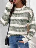 Crew Neck Chunky Double Stripe Sweater