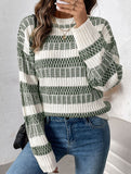 Crew Neck Chunky Double Stripe Sweater