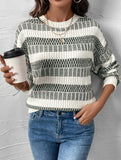Crew Neck Chunky Double Stripe Sweater