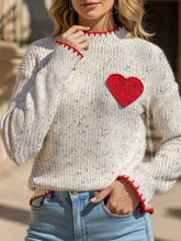 Casual Half-Turtleneck Heart Sweater