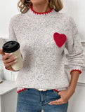 Casual Half-Turtleneck Heart Sweater