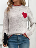 Casual Half-Turtleneck Heart Sweater