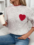 Casual Half-Turtleneck Heart Sweater