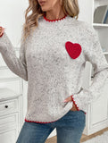 Casual Half-Turtleneck Heart Sweater
