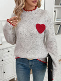 Casual Half-Turtleneck Heart Sweater