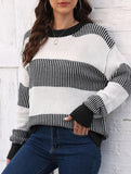 Loose contrast striped sweater