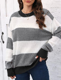 Loose contrast striped sweater