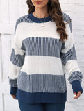 Loose contrast striped sweater