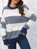 Loose contrast striped sweater