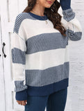 Loose contrast striped sweater